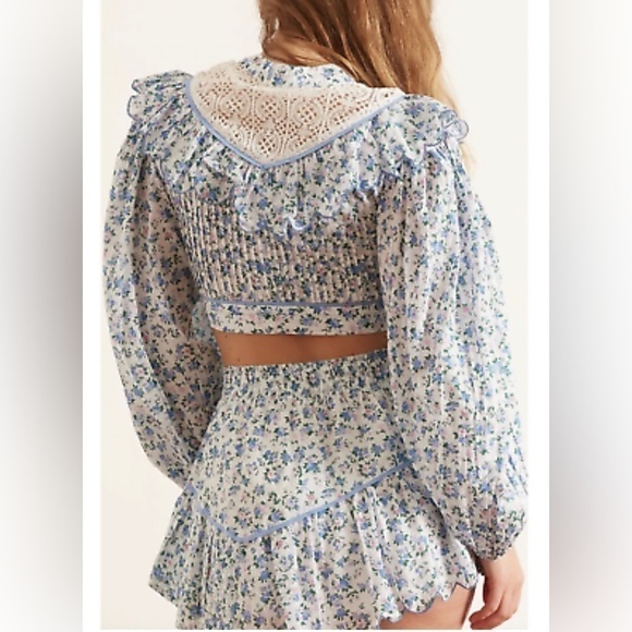 LoveShackFancy Egan top in blue jay song NWT - Picture 2 of 8